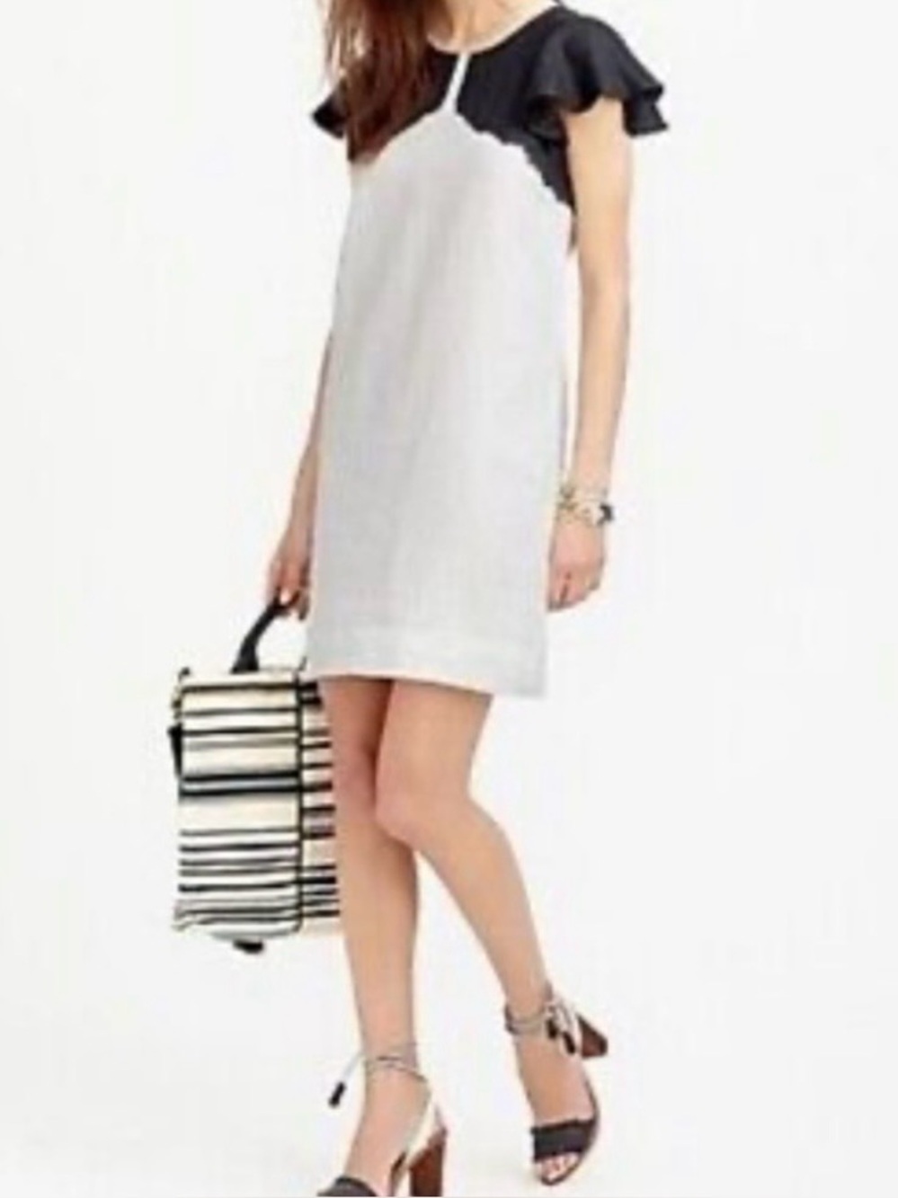 J. Crew 100% Linen Dip Dye Dress w/ Flutter Sleeves Sz M